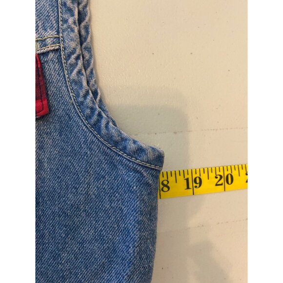 Vintage Paris Blues Denim Vest Plaid Collar & Floral Hem Large - Picture 6 of 8